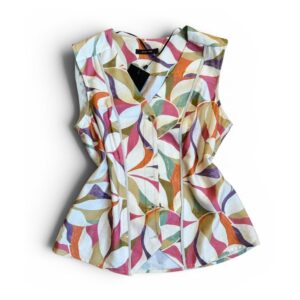 Camisa estampada de hojas colores