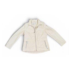 Chaqueta beige con bolsillos y cremallera