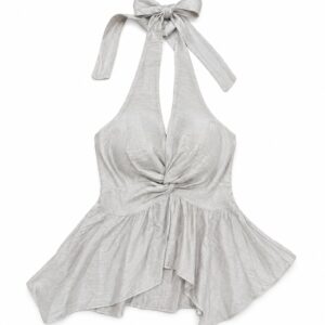 Camisa beige con abertura en la espalda